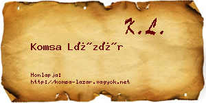 Komsa Lázár névjegykártya